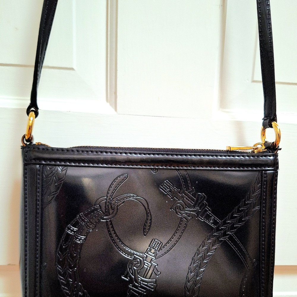Lauren Ralph Lauren 1967 Black Label Equestrian Patent Leather Crossbody Bag - Picture 2 of 10